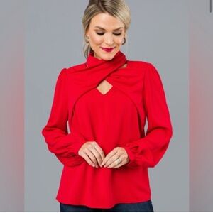 Cosmopolitan Red Criss Cross Blouse